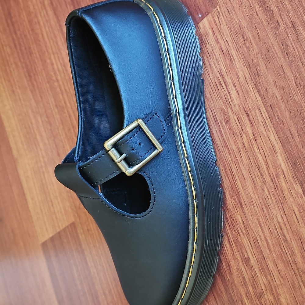 Dr. Martens Black Loafers with Gold Accent